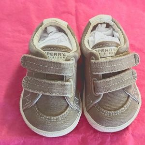 Sperry Top Sider Halyard Crib Boat Shoe (infant size 1) Grey Khaki, baby shoes